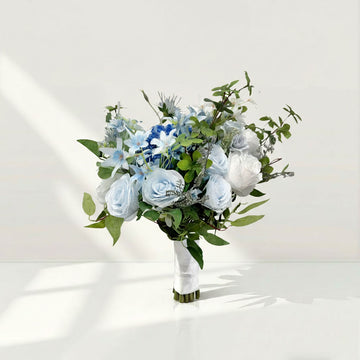 Beda Blue Beautiful artificial Faux Silk flower wedding bouquets delicate silk orchid stems