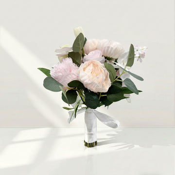 Beda Pink Green Realistic artificial flowers wedding bouquets lush garden rose pieces