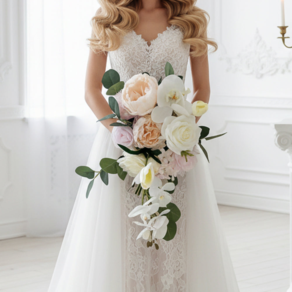 Beda Pink GreenArtificial flowers for wedding bouquets silk Peony bloom collections