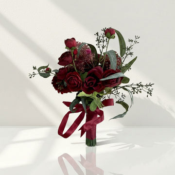 Beda Red Realistic Wine silk artificial flowers wedding bouquets lush Lace arrangements