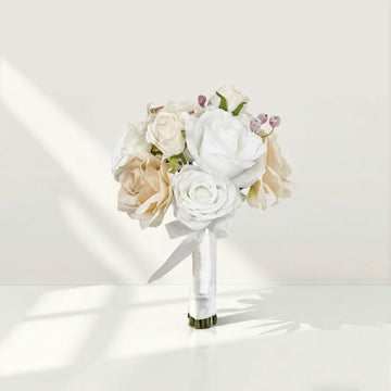 Beda White Pink Silk artificial flowers wedding bouquets classic Roses spring arrangements