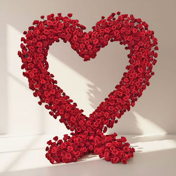 7ft Red high quality artificial flowers wedding heart arch ceremony decor events and display
