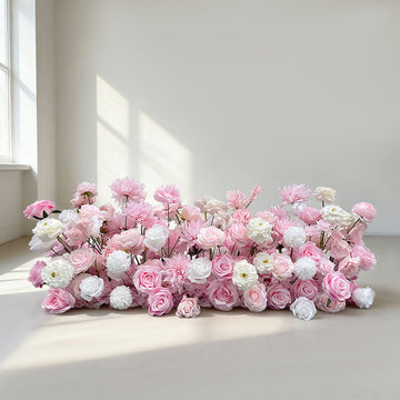 Beda Pink Faux Artificial Flower Runner Top Table Elegant Floral Arrangement Wedding Party Decor