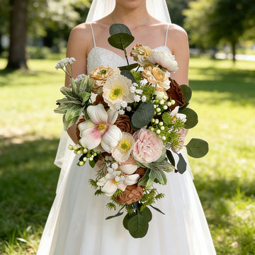 12 inches Cascade Bridal Bouquets Faux Flowers in Multi Color