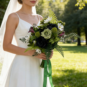 12 inches Bridal Bouquets in Greenery Tropicals