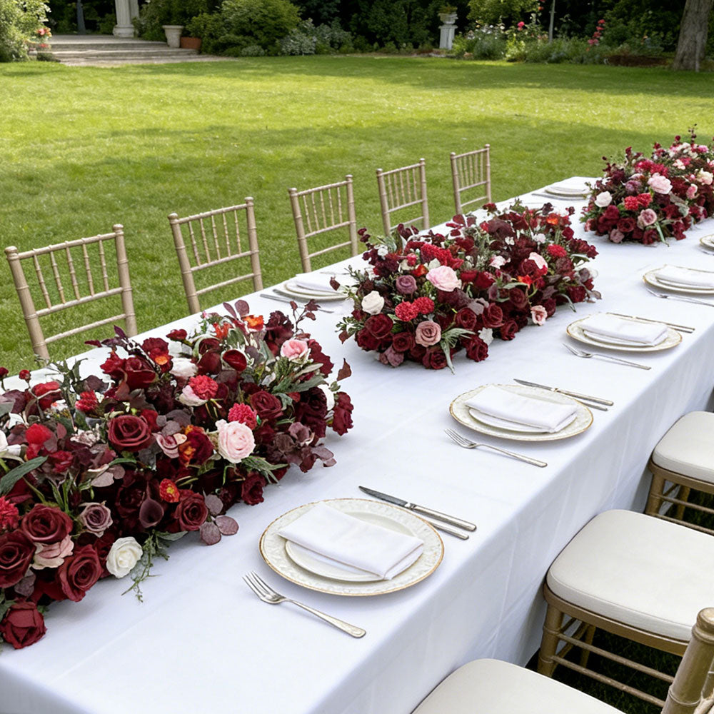 Beda artificial faux flowers runner wedding floral arrangements decor premium durable reusable table centerpiece