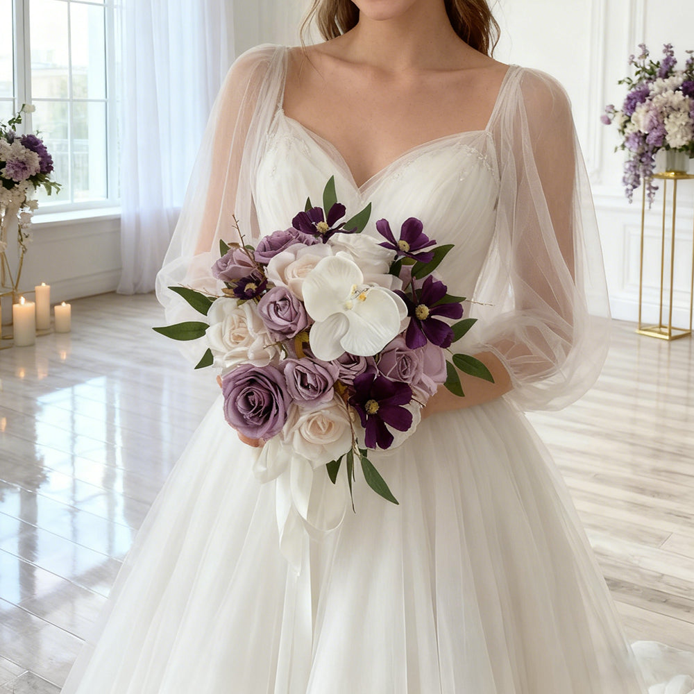 Beda Purple Lifelike Faux Artificial Flowers Bouquets for Wedding High Quality Silk Rose Arrangements