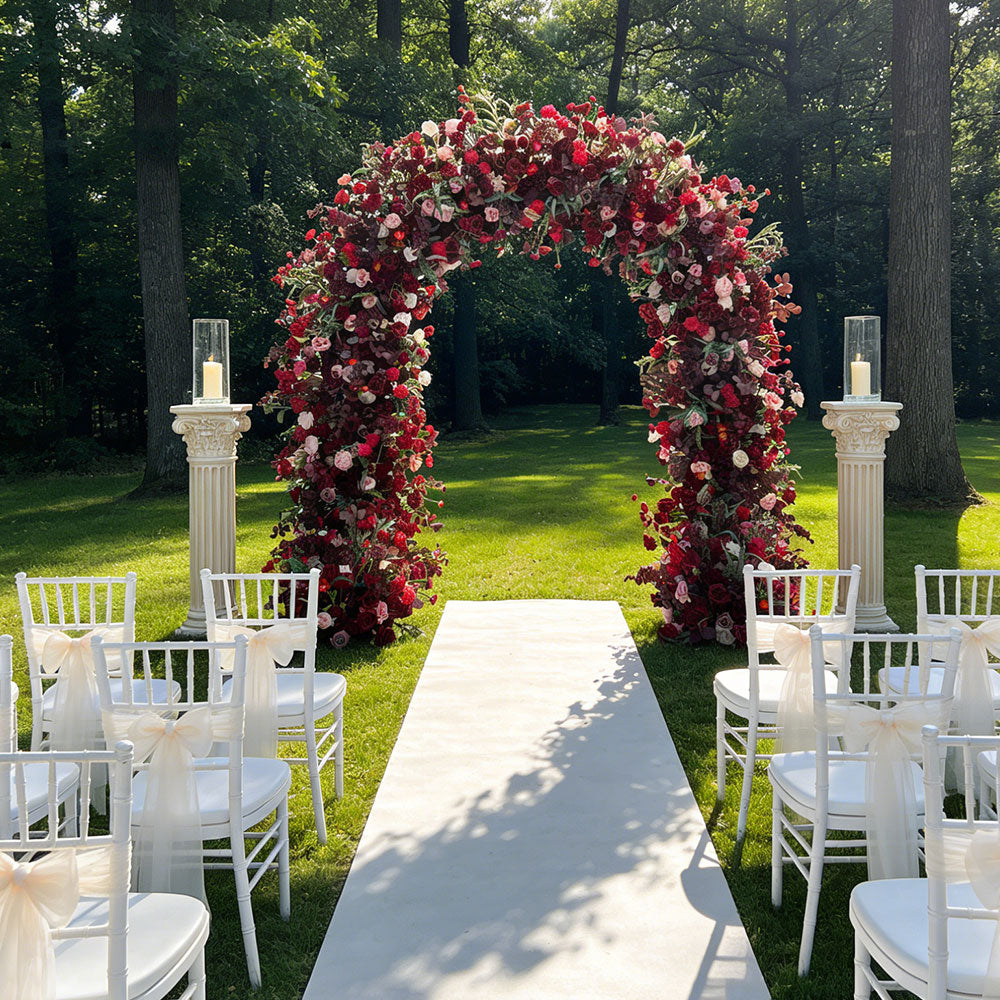 Beda Red Realistic artificial flowers fake roses arch backdrop for wedding durable outdoor party decoration