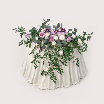 200cm Head Table Flower Swags in Purple Green