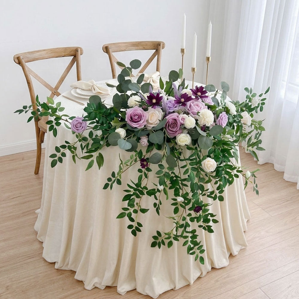 200cm Purple & Green Head Table Floral Swag