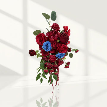 Beda Red Wedding artificial Eucalyptus flowers bouquets featuring elegant Amaranthus stems