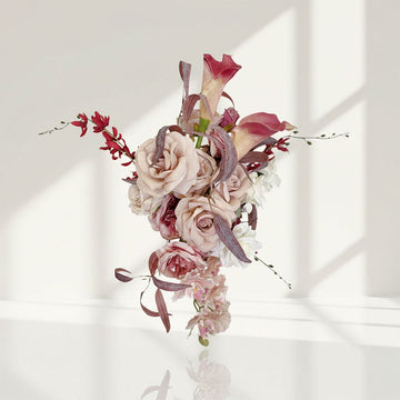 Beda Pink Luxurious wedding Bridal bouquets using high end artificial flowers realistic calla lily