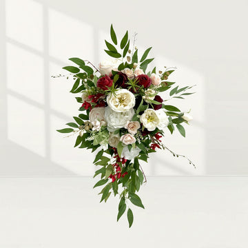 Beda White High quality fake flower wedding Bridal bouquets artificial rose Ivory collections