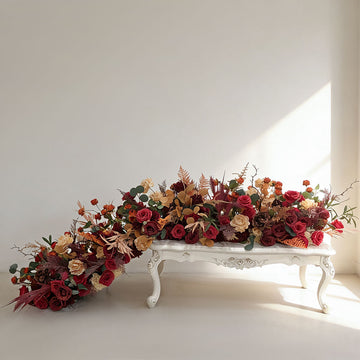 7ft artificial flowers runner wedding realistic floral premium fabric reusable reception table