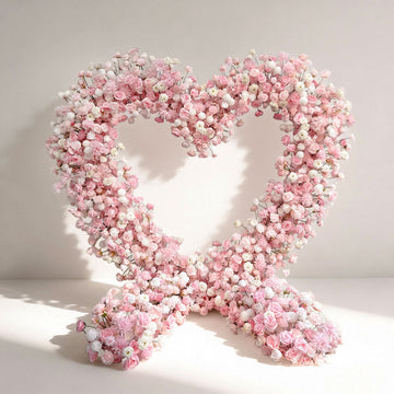 Beda Luxury Wedding Heart Arch And Backdrop Set Pink Artificial Flowers Decoration For Wedding
