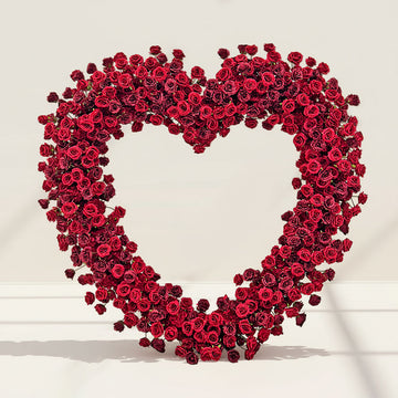 7ft Red and burgundy legant artificial heart-shaped floral silk rose for wedding ceremony