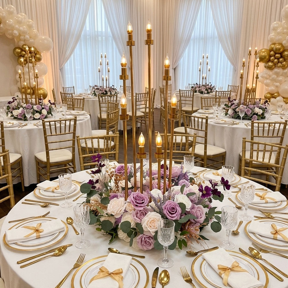 20" Candle Wreath Table Top Centerpieces in Lilac White Color