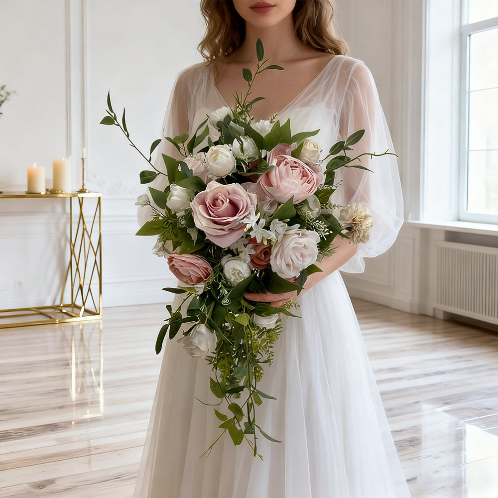 Beda Blush High Quality Artificial Flowers Wedding Silk Roses Orchid Centerpiece Bridal Bridesmaid Bouquets