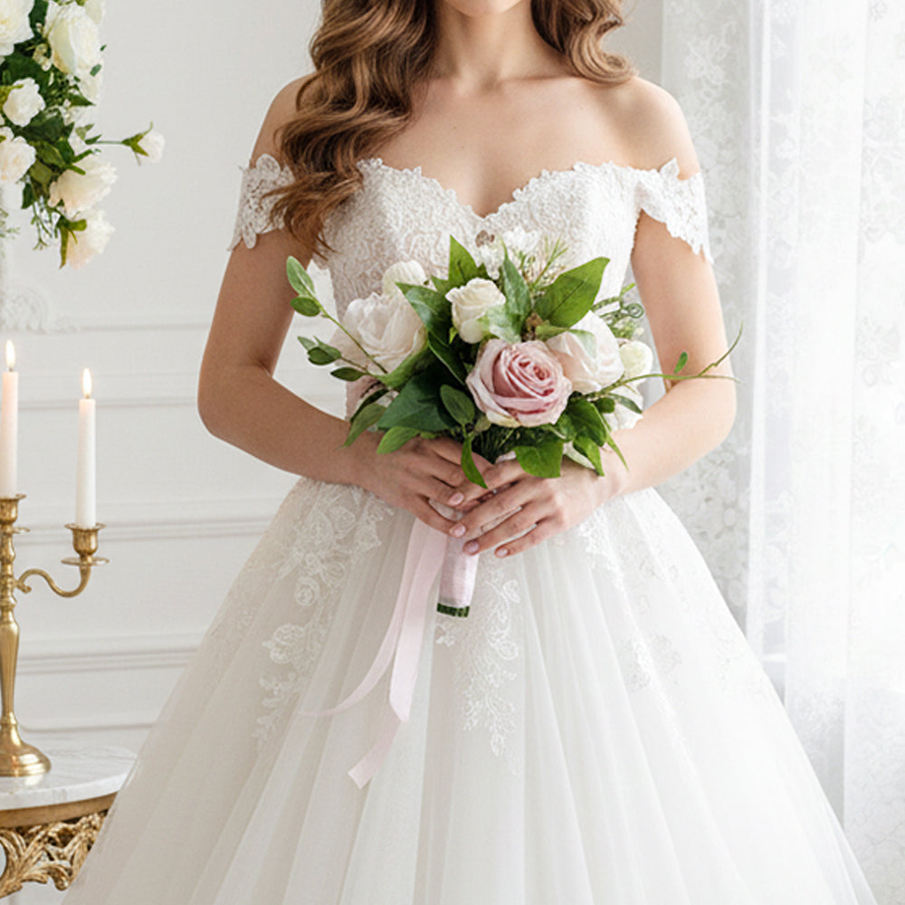 Beda Pink Premium Artificial Silk Floral Flowers Bridal Bouquets for Wedding Decor Events Free Shipping