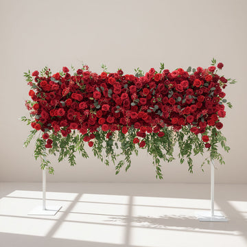 Red artificial flowers runner wedding high quality faux floral decor
