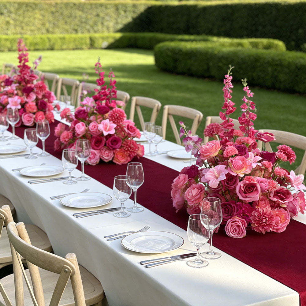 2ft Faux Flowers Banquet Table Centerpieces with Roses in Pink