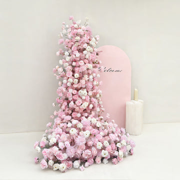 Beda Luxury Pink White Rose Dahlia Artificial Floral Wedding Backdrop Arch Decor Props