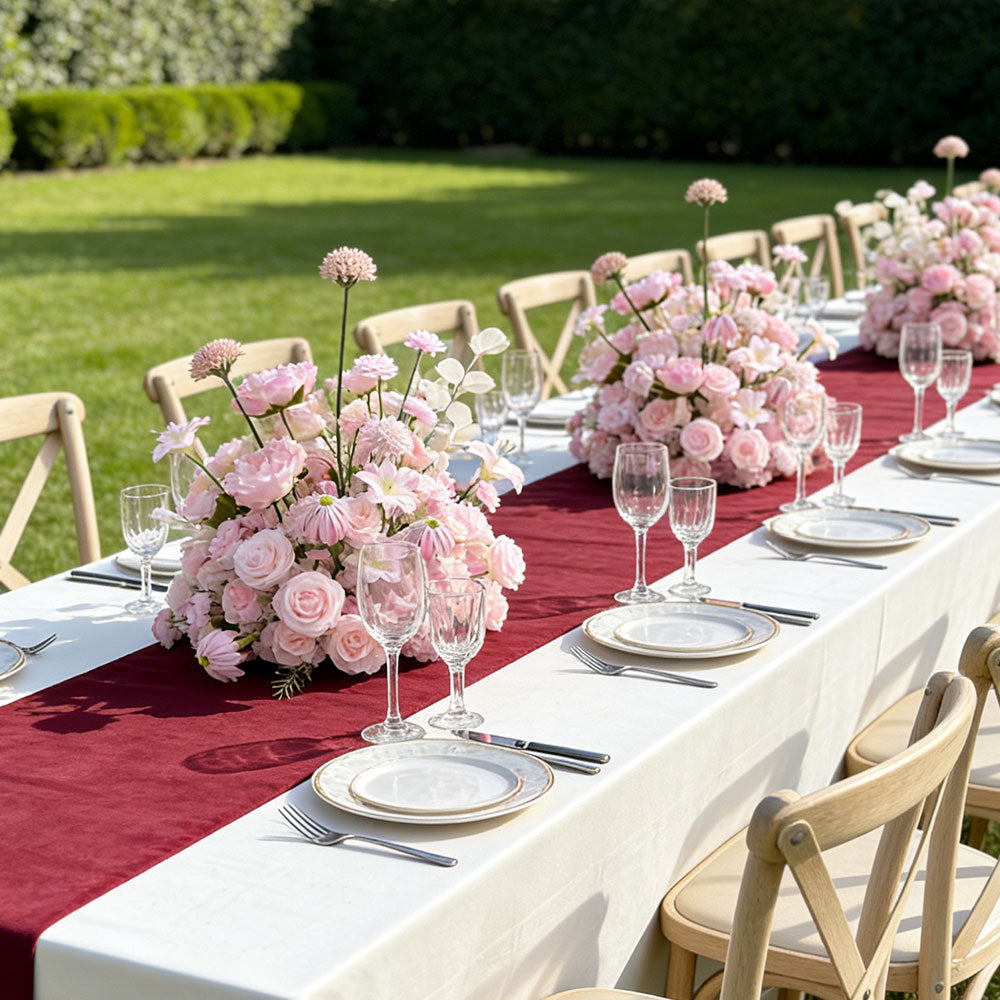 2ft Fake Flowers Banquet Table Centerpieces with Roses in Blush Pink