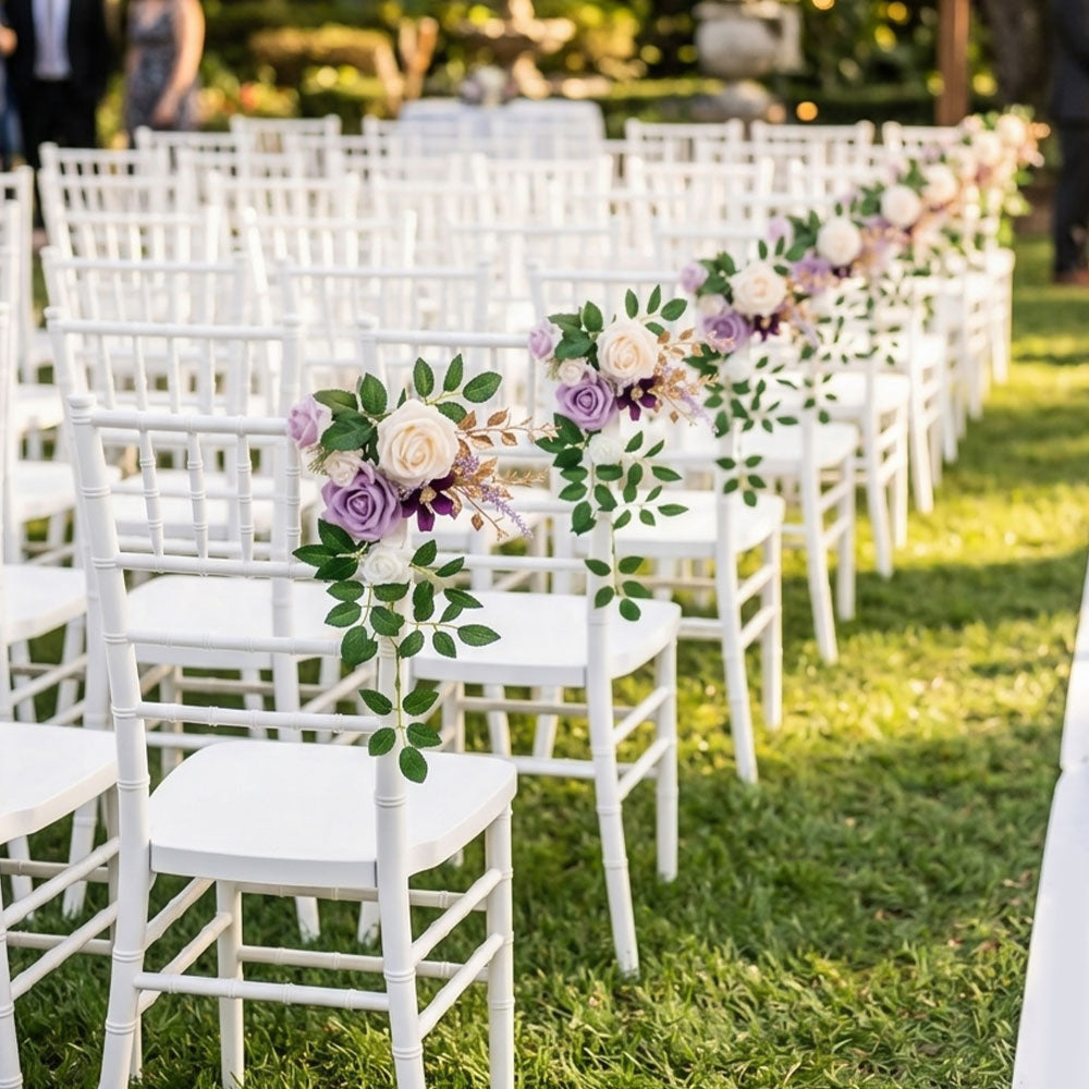 25cm Purple Wedding Chair Floral Accent