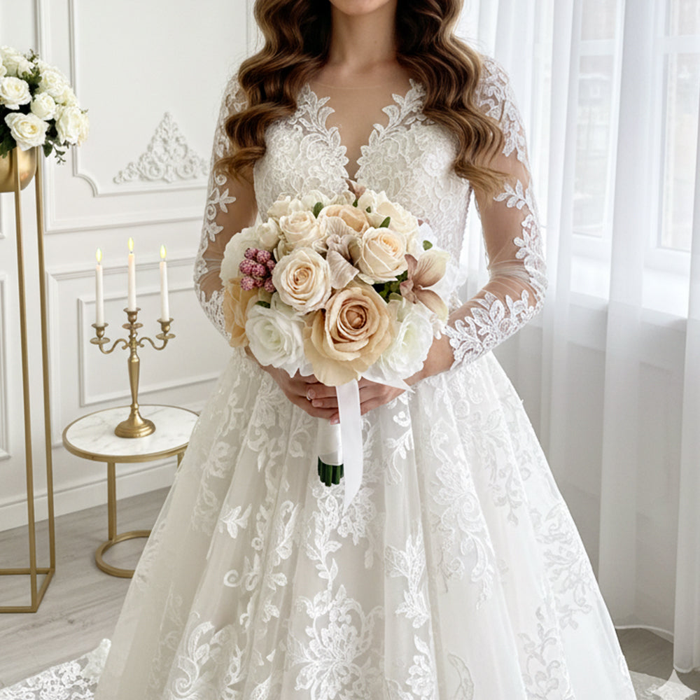 Beda White Pink Silk artificial flowers wedding bouquets classic Roses spring arrangements