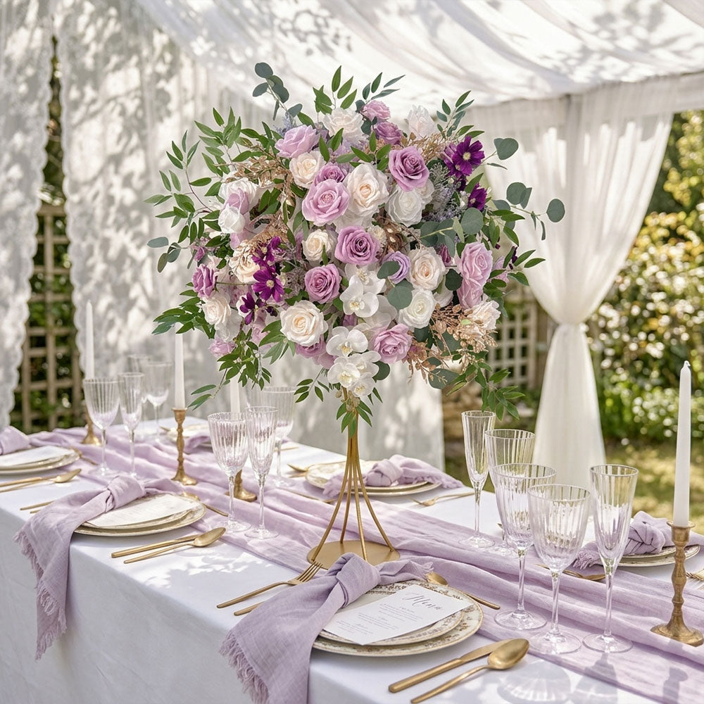 2.6ft Large Wedding Banquet Centerpieces in Purple White