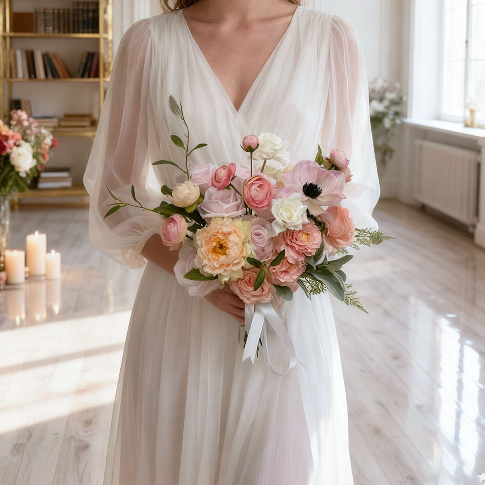 Beda Blush Pink New Design bridal bouquets made with luxury artificial flowers silk