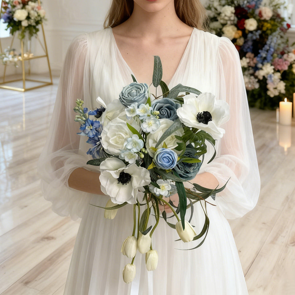 Beda Blue Wedding bouquet collections featuring premium Fake artificial flowers Anemone