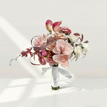 Beda Pink Artificial flowers silk wedding bridesmaid bouquets elegant calla lily stems