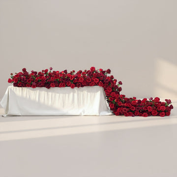 10ft red artificial flowers runner wedding premium silk floral runner realistic durable reusable elegant decor