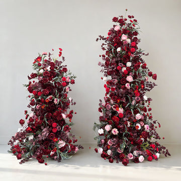 Beda red blooms roses artificial flowers arch pillar wedding elegant indoor and outdoor use backdrop decor