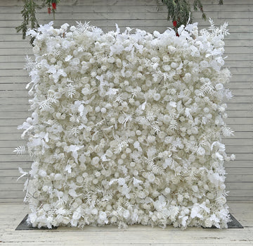 Beda Flower 7D Pure White Rose Leaves Roll Up Silk Flower Wall Panel Wedding Event Backdrop Decor