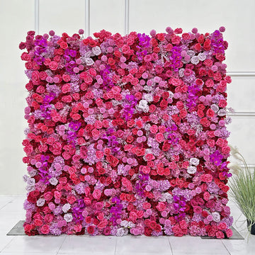 Beda Flower 5D Pink Red Rose Pink Purple Chrysanthemum Hydrangeas Phalaenopsis Roll Up Silk Flower Wall Panel Wedding Event Backdrop Decor
